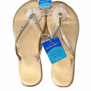 Sun & Sky Women's Matte Gold Rhinestone NWT